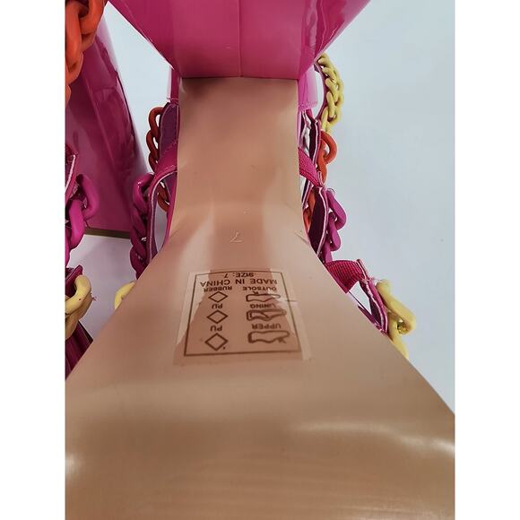 Azalea Wang Pink Corrine Chain Link Platform Sandals Size 7 - Picture 13 of 16